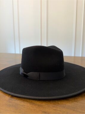 Lack Of Color Black Wide-Brim Fedora with Ribbon